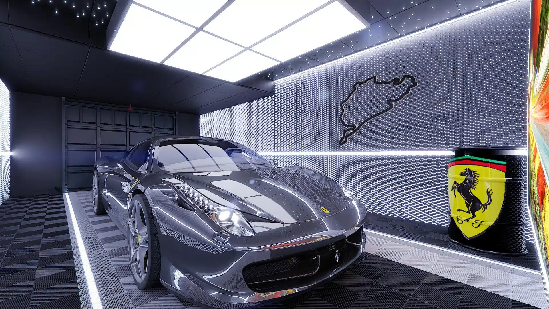 Projection 3D garage ferrari